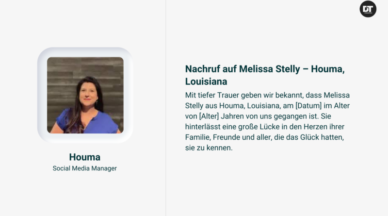 Nachruf auf Melissa Stelly – Houma, Louisiana 2024